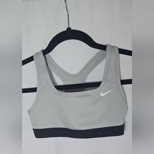 Nike Girl's Light Gray and Black Sports Bra
